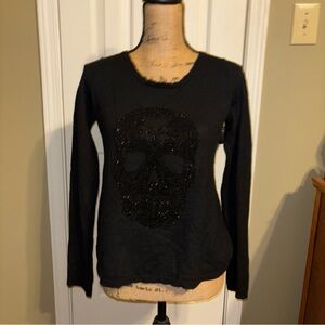 Zadig & Voltaire Black Long Sleeve Skull crusted 100% Cashmere sweater